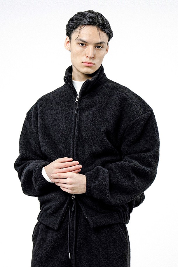 CHANCE'S NOI - 점퍼 - Fleece Two-way Zip-up - Black /M244TP02BK