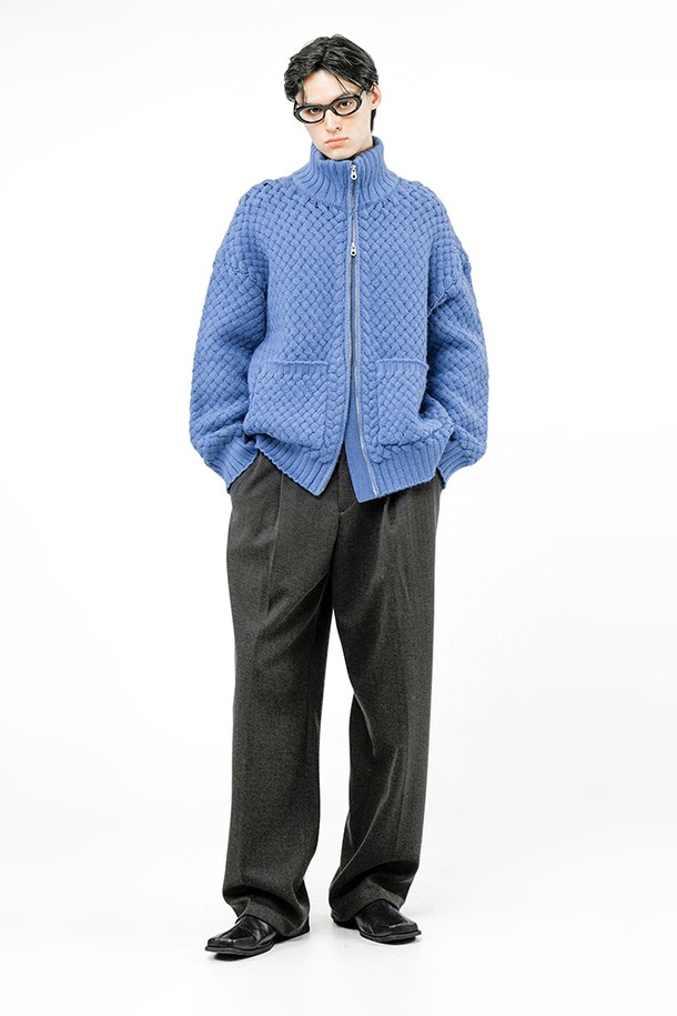 CHANCE'S NOI - 가디건 - High-neck Sweater Zip-up - Blue /M244TP07BL