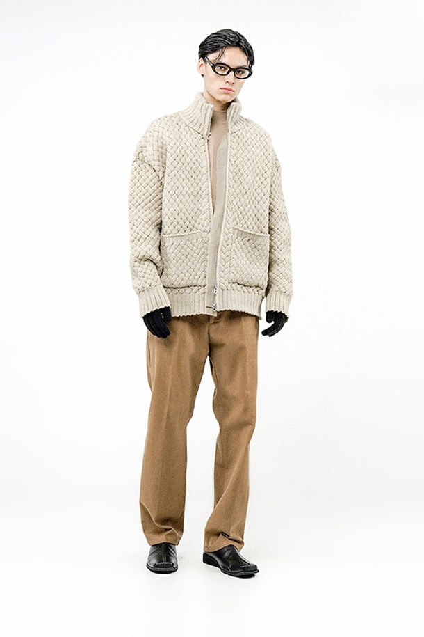 CHANCE'S NOI - 가디건 - High-neck Sweater Zip-up - Oatmeal /M244TP07OT