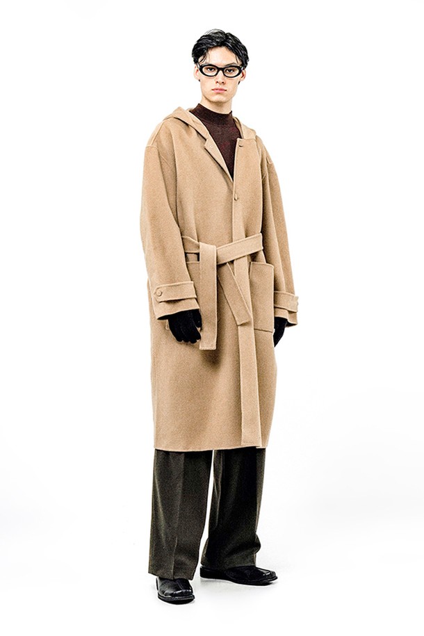 CHANCE'S NOI - 코트 - Oversized Hooded Robe Coat - Beige /W244OT03BE-M