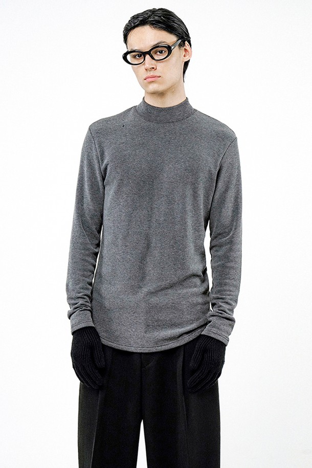 CHANCE'S NOI - 스웨터 - Fleece Wool Half Turtleneck - Charcoal /M244TP03CH