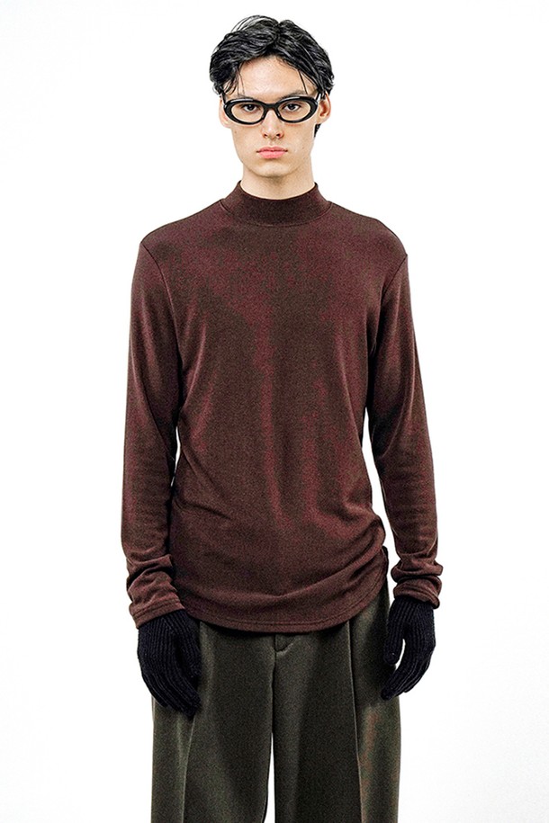 CHANCE'S NOI - 스웨터 - Fleece Wool Half Turtleneck - Brown /M244TP03BR