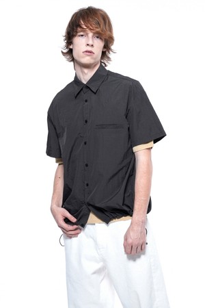 Searsucker String Half Shirt - Charcoal