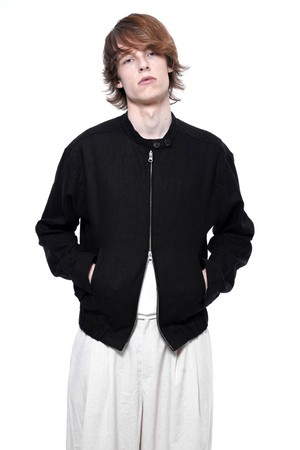 Herrington Linen Biker Varsity Jacket - Black