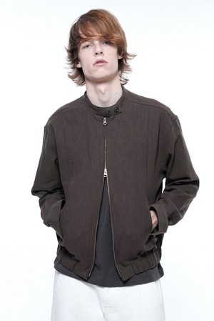 Herrington Linen Biker Varsity Jacket - Brown