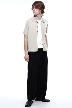 Linen Two-tuck Wide Pants - Black