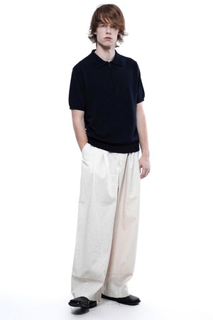 Linen Two-tuck Wide Pants - Oatmeal