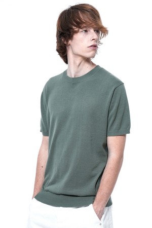 Linen Basic Round Half Knit - Green