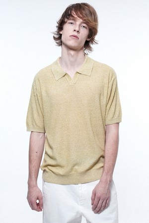 Bukle Open Collar Half Knit - Oatmeal