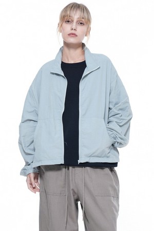 Searsucker Crop Windbreaker Jumper - Sky