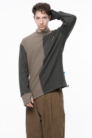 Circle Reverse Wool Hlaf-neck Sweat - Khaki Beige /M243MT04KA