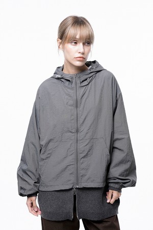 Crop Hooded Windbreaker Jumper - Charcoal /W243OT01CH