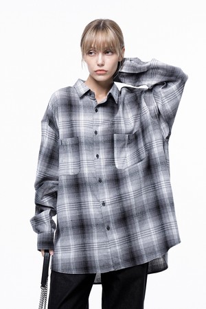 Loose-Fit Flannel Check Shirt - Black /W243SH01BK