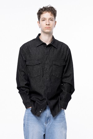 Western Pocket Denim Shirt - Black Indigo /W243SH03BKM