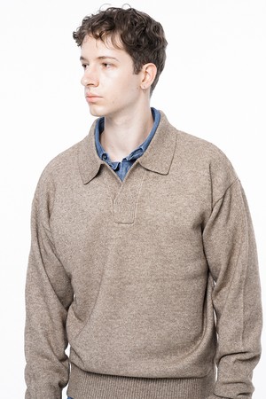 Dense Modal Open-collar Kint - Oatmeal /M243TP08OT