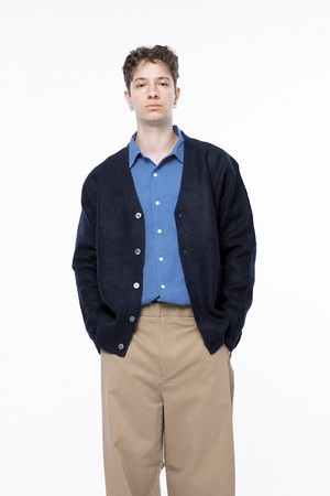 Dense Hazzy Y-neck Cardigan - Navy /M243OT01NY