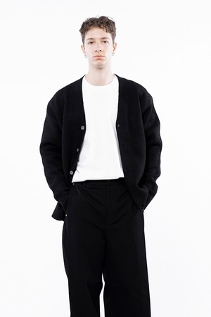 Dense Hazzy Y-neck Cardigan - Black /M243OT01BK