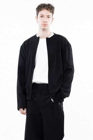 Hard Two-way Zip-up Cardigan - Black /W243TP11BKM