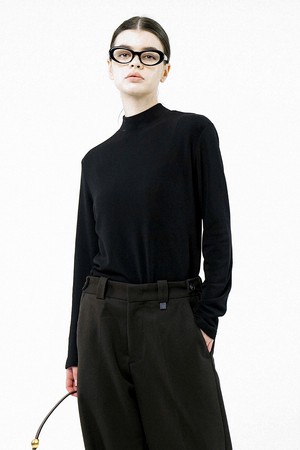 [for Women] Fleece Half Turtleneck - Black /W244TP02BK