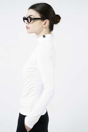 [for Women] Slit Ribbed Half Turtleneck - White /W244TP03WH