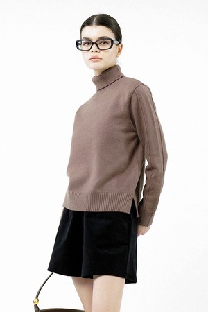 [for Women] Soft Slit High Turtleneck - Brown /W244TP06BR