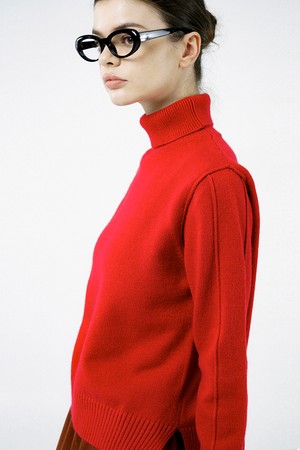 [for Women] Soft Slit High Turtleneck - Red /W244TP06RD