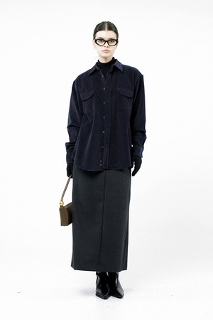 [for Women] Loose-Fit Corduroy Shirt - Navy/W244TP07NY