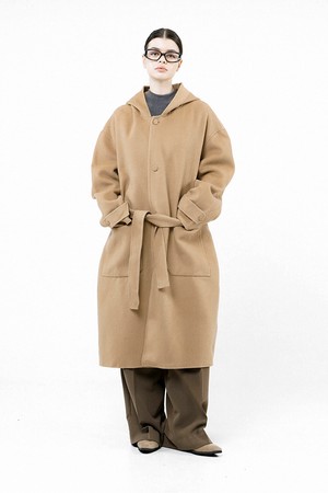 [for Women] Oversized Hooded Robe Coat - Beige /W244OT03BE