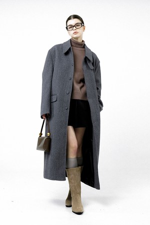 [for Women] Oversized Wide Wool Mac Coat - Charcoal /W244OT06CH