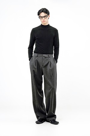 Raised One Tuck Wool slacks - Charcoal /M244PT01CH