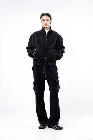 Fleece String Cargo Pants - Black /M244PT05BK