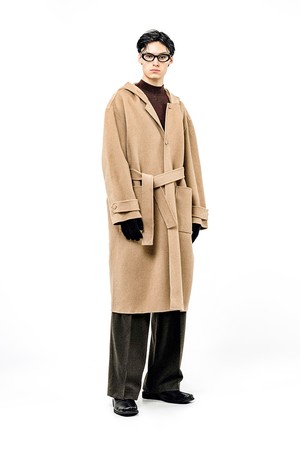 Oversized Hooded Robe Coat - Beige /W244OT03BE-M