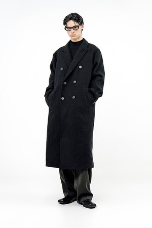 Oversized Wool double coat - Black /W244OT02BK-M