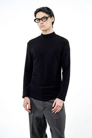 Fleece Wool Half Turtleneck - Black /M244TP03BK