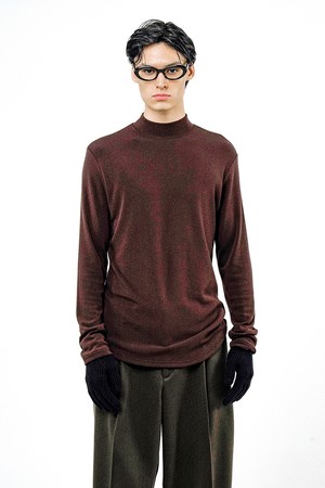 Fleece Wool Half Turtleneck - Brown /M244TP03BR