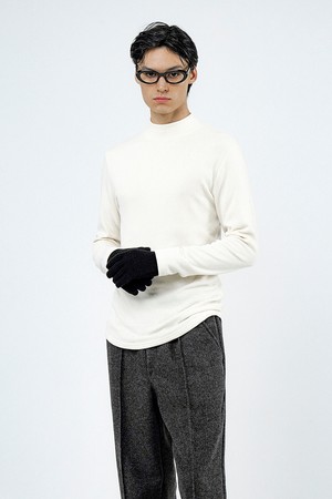 Fleece Wool Half Turtleneck - Ivory /M244TP03IV