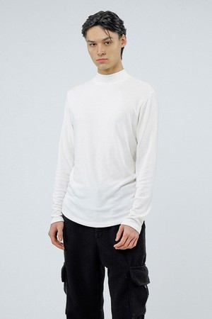 Fleece Wool Half Turtleneck - White /M244TP03WH