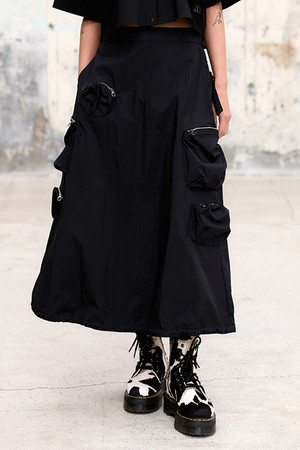 여성 멀티포켓 나일론 와이드 스커트_5K41815