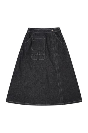 여성 유틸리티 데님 스커트_5K62622