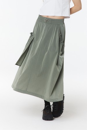 여성 언발란스 아웃포켓 스커트 (애쉬 올리브)_5L41811