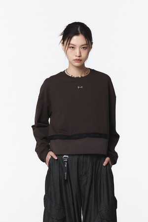 여성 우븐 배색 MTM (다크브라운)_5LB5915