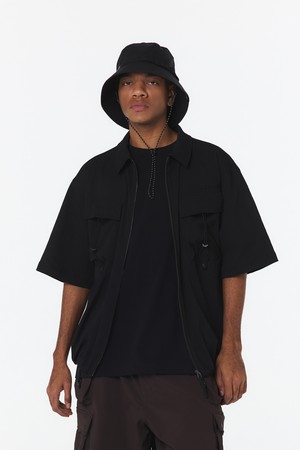 유니 주름지 셋업 반팔셔츠 (블랙)_5LD1512