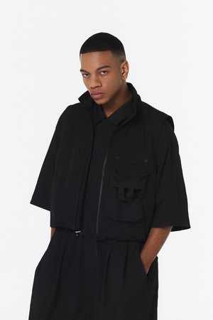 유니 스탠드 칼라 셋업 베스트 (블랙)_5LG1413