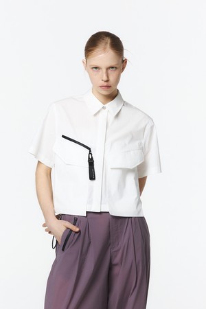 여성 오버포켓 반팔셔츠 (화이트)_5L41512