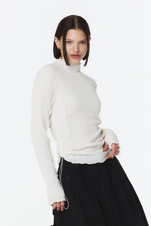 여성 목크에리 쭈글이 이너 티셔츠 (아이보리)_5L46611