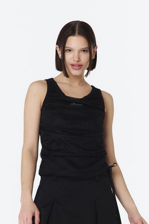 여성 메쉬 레이어드 슬리브리스 (블랙)_5L45712