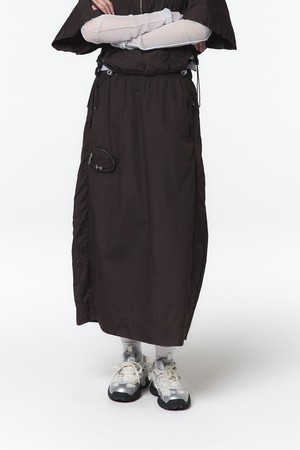 여성 후디 반팔 점퍼 셋업 스커트 (다크브라운)_5L41813