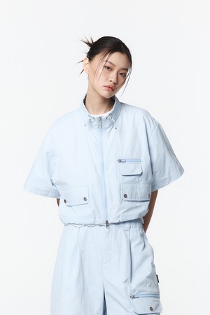 여성 스탠드 카라 셋업 반팔 점퍼 (라이트 블루)_5L41312