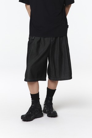 유니 와이드 스트링 버뮤다 팬츠 (블랙)_5LD2624
