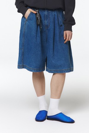 유니 데님 스냅 버뮤다 팬츠 (블루)_5LD2623